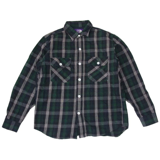 THE NORTH FACE ノースフェイス NT3900N PURPLELABEL パープルレーベル TWILL CHECK FIELD SHIRT ツイル チェック フィールド シャツ グリーン系 S【中古】