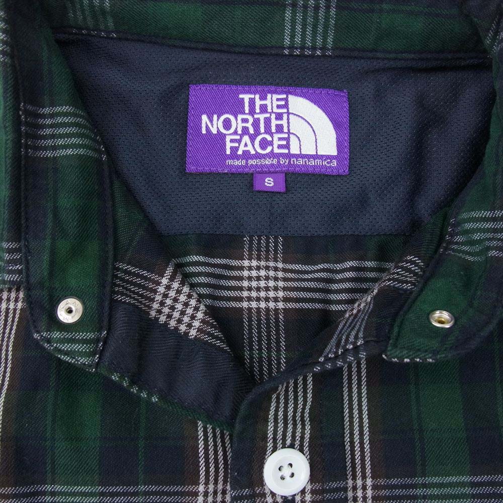 THE NORTH FACE ノースフェイス NT3900N PURPLELABEL パープルレーベル TWILL CHECK FIELD SHIRT ツイル チェック フィールド シャツ グリーン系 S【中古】