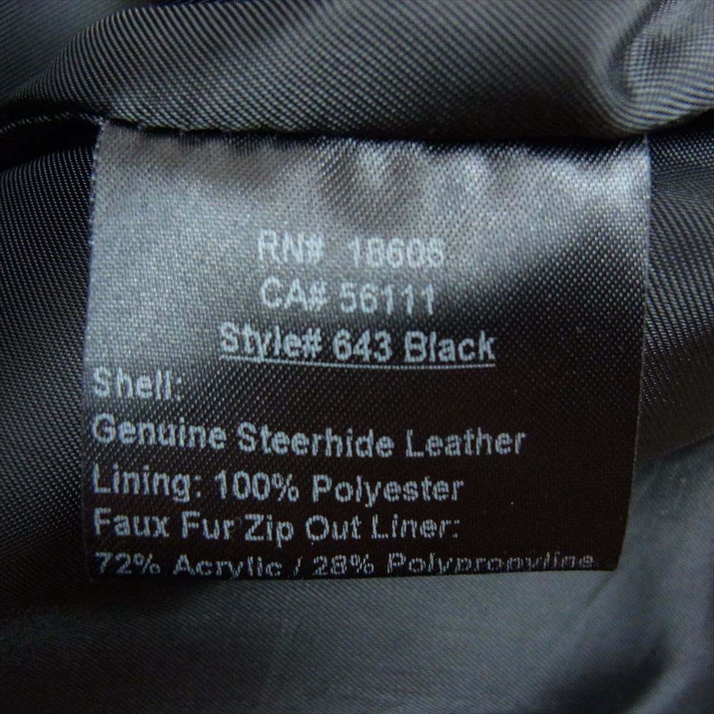 schott ショット 643 ライナー付き シングル ライダース ブラック系 40【中古】