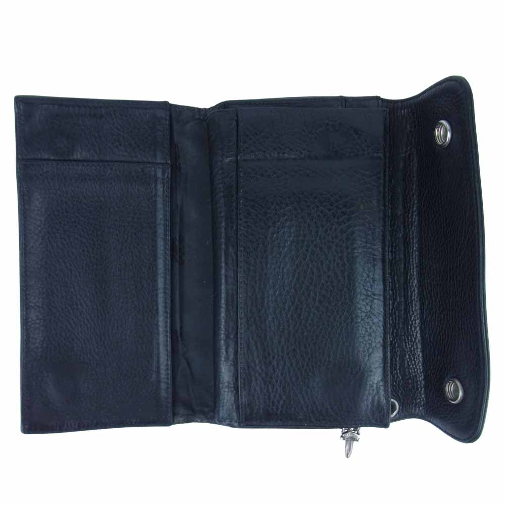 CHROME HEARTS クロムハーツ（原本無） WAVE WALLET  ウェーブウォレット 長財布 ブラック系【中古】