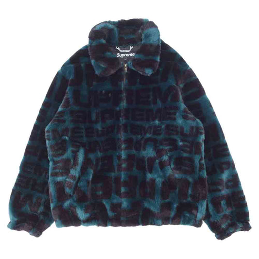 Supreme シュプリーム 18SS Faux Fur Repeater Bomber Jacket Dark Teal フェイクファー リピーター ボンバー ジャケット ブルーグリーン L【中古】