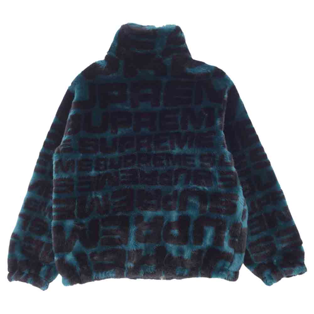 Supreme シュプリーム 18SS Faux Fur Repeater Bomber Jacket Dark Teal フェイクファー リピーター ボンバー ジャケット ブルーグリーン L【中古】