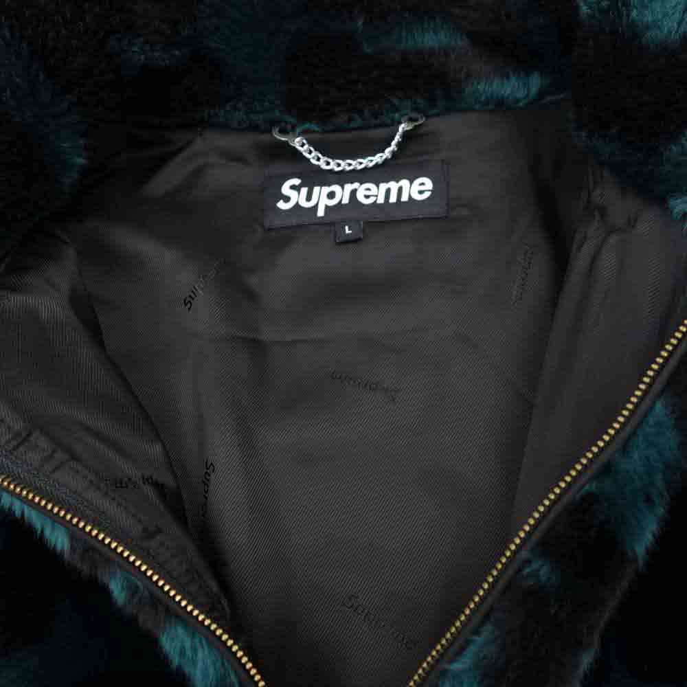 Supreme シュプリーム 18SS Faux Fur Repeater Bomber Jacket Dark Teal フェイクファー リピーター ボンバー ジャケット ブルーグリーン L【中古】