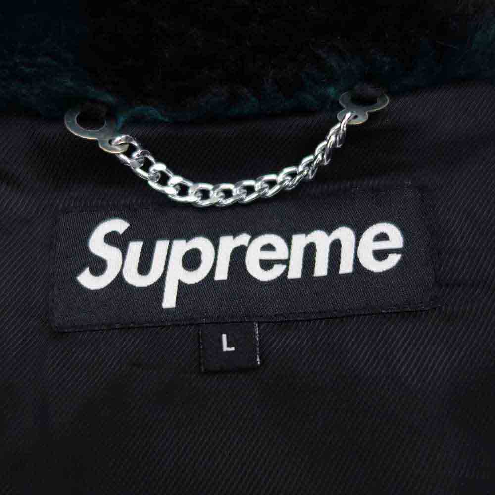 Supreme シュプリーム 18SS Faux Fur Repeater Bomber Jacket Dark Teal フェイクファー リピーター ボンバー ジャケット ブルーグリーン L【中古】