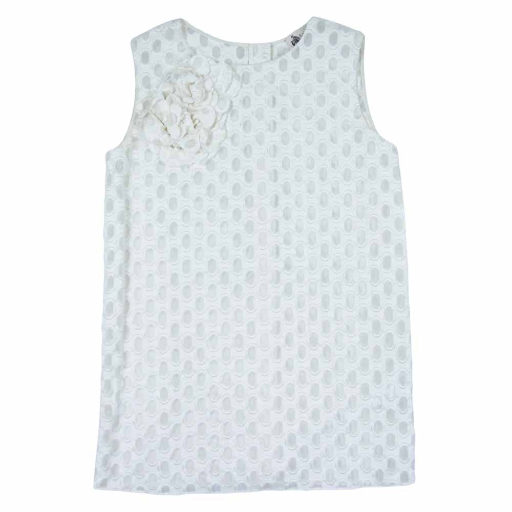 LANVIN ランバン 国内正規品 シルク混 フラワーコサージュ ノースリーブ トップス オフホワイト系 36【中古】