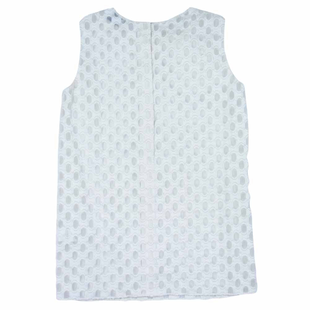 LANVIN ランバン 国内正規品 シルク混 フラワーコサージュ ノースリーブ トップス オフホワイト系 36【中古】