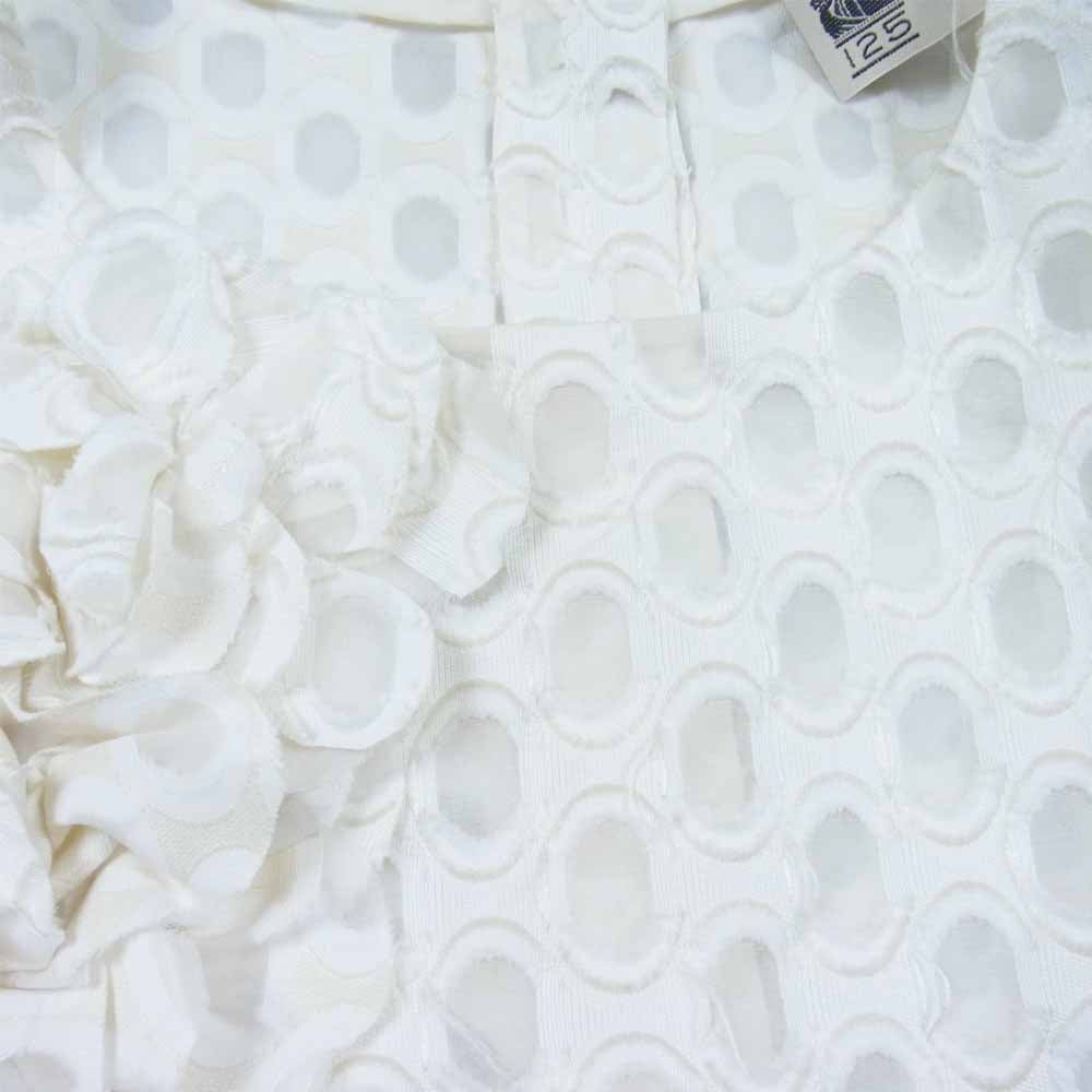 LANVIN ランバン 国内正規品 シルク混 フラワーコサージュ ノースリーブ トップス オフホワイト系 36【中古】