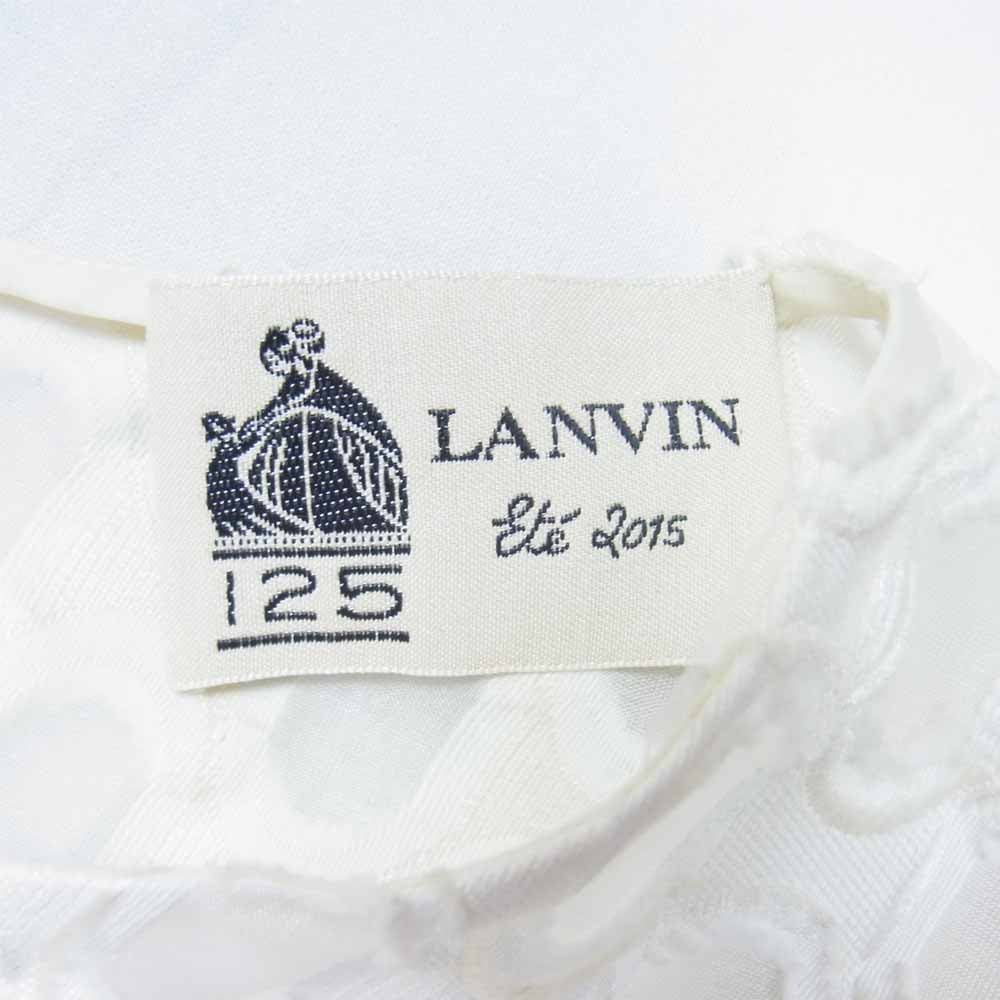 LANVIN ランバン 国内正規品 シルク混 フラワーコサージュ ノースリーブ トップス オフホワイト系 36【中古】