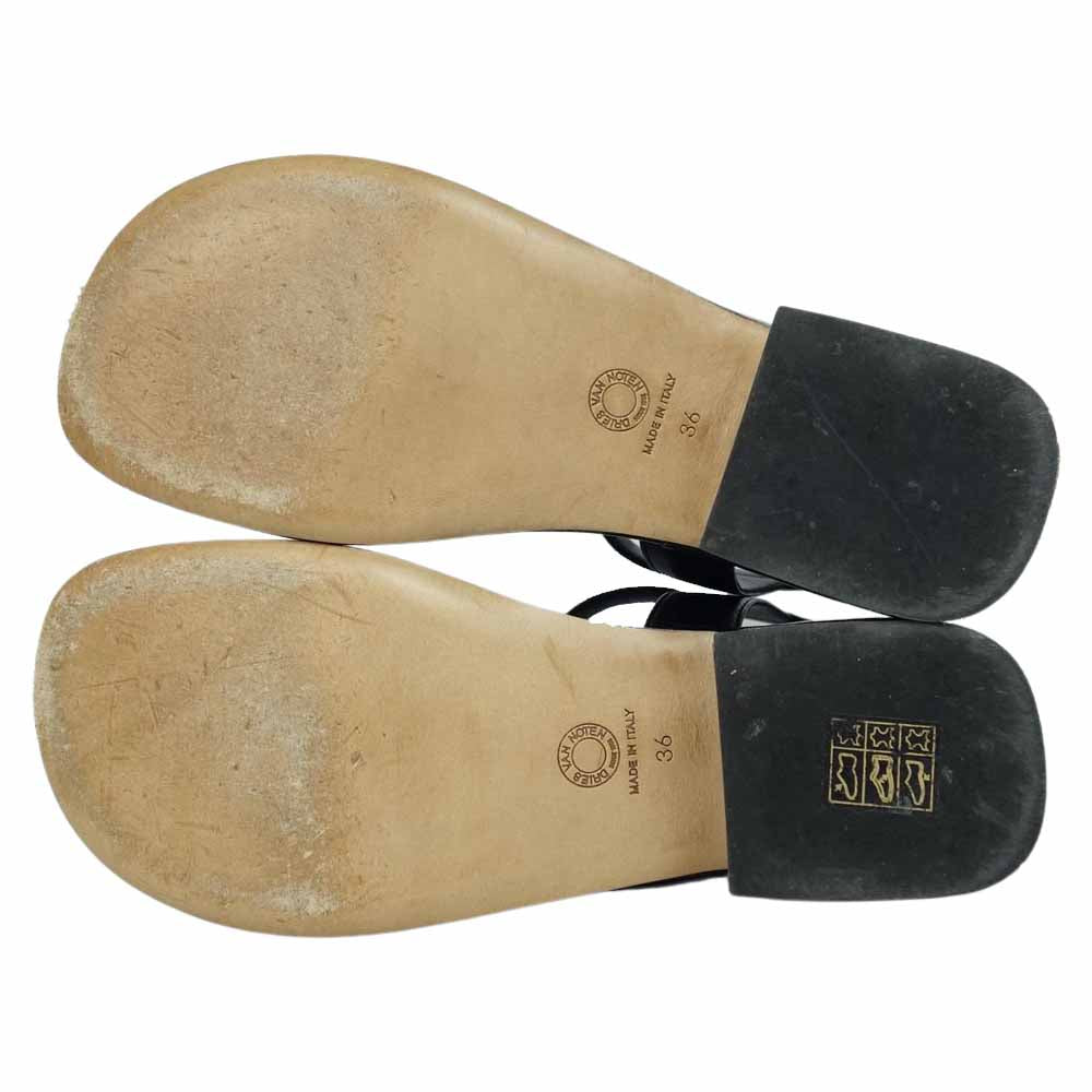 DRIES VAN NOTEN ドリスヴァンノッテン レザー ヒール サンダル ブラック系 36【中古】
