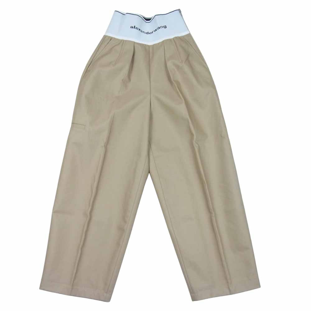 Alexander Wang アレキサンダーワン 国内正規品 ウエストロゴ サイドジップ ワイド チノパンツ ベージュ系【美品】【中古】