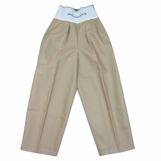 Alexander Wang アレキサンダーワン 国内正規品 ウエストロゴ サイドジップ ワイド チノパンツ ベージュ系【美品】【中古】
