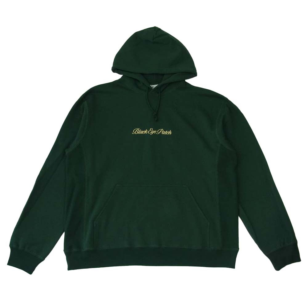 ブラックアイパッチ BEPFW21TP04 ROYAL SCRIPT HOODIE WHITE パーカー グリーン系 L【新古品】【未使用】【中古】