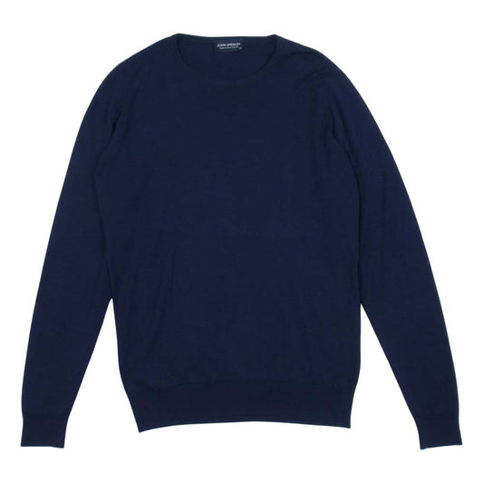 JOHN SMEDLEY ジョンスメドレー エクストラファイン メリノウール クルーネック ニット セーター ネイビー系 M【中古】