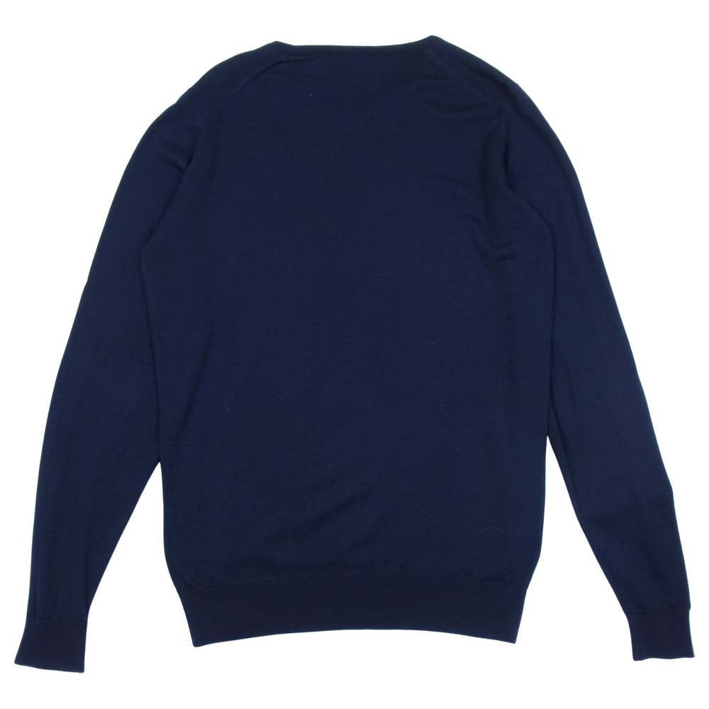 JOHN SMEDLEY ジョンスメドレー エクストラファイン メリノウール クルーネック ニット セーター ネイビー系 M【中古】