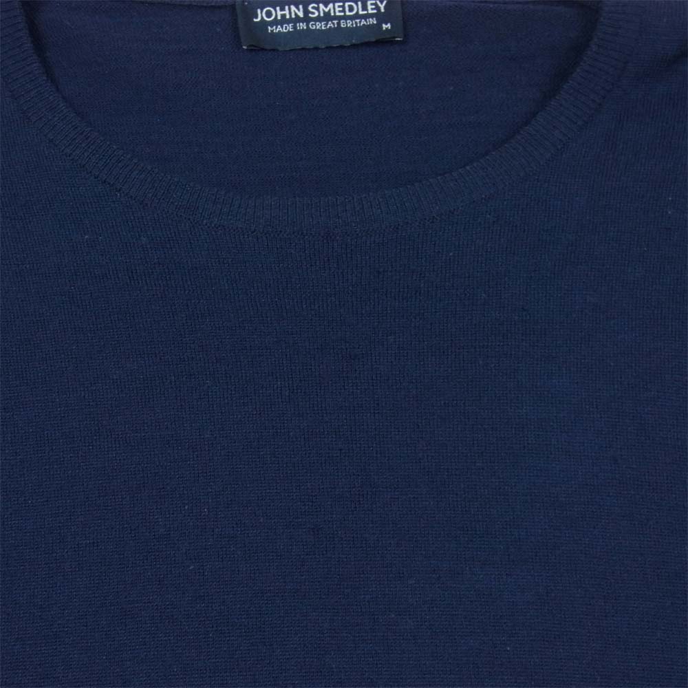 JOHN SMEDLEY ジョンスメドレー エクストラファイン メリノウール クルーネック ニット セーター ネイビー系 M【中古】