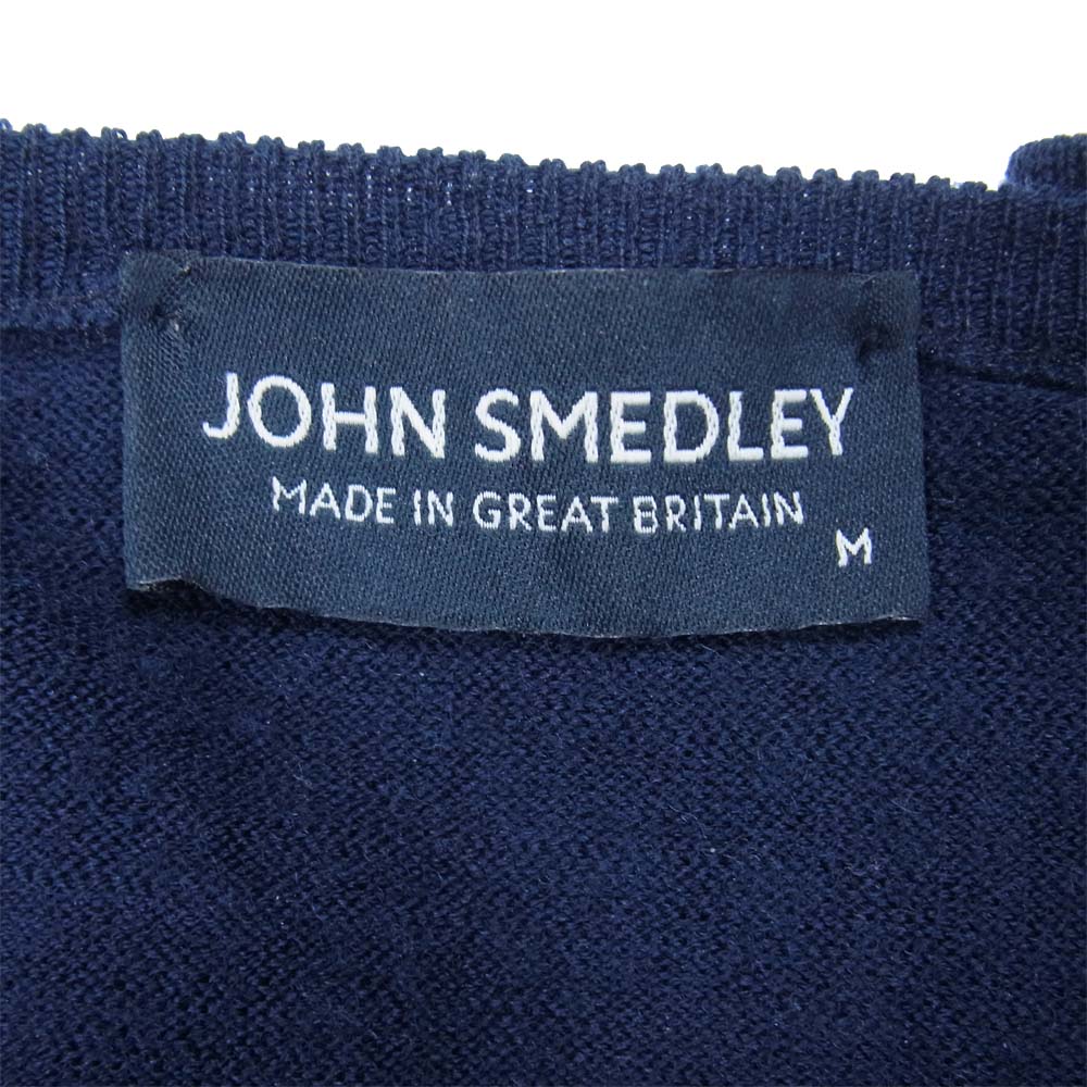 JOHN SMEDLEY ジョンスメドレー エクストラファイン メリノウール クルーネック ニット セーター ネイビー系 M【中古】