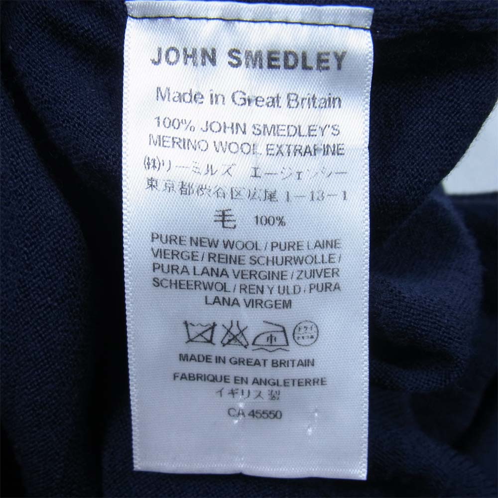JOHN SMEDLEY ジョンスメドレー エクストラファイン メリノウール クルーネック ニット セーター ネイビー系 M【中古】
