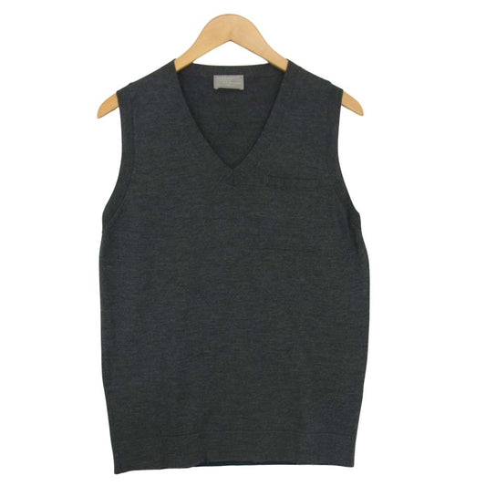 JOHN SMEDLEY ジョンスメドレー 579-260201 × MARGARET HOWELL マーガレットハウエル ポケット付き ニット ベスト グレー系 L【中古】