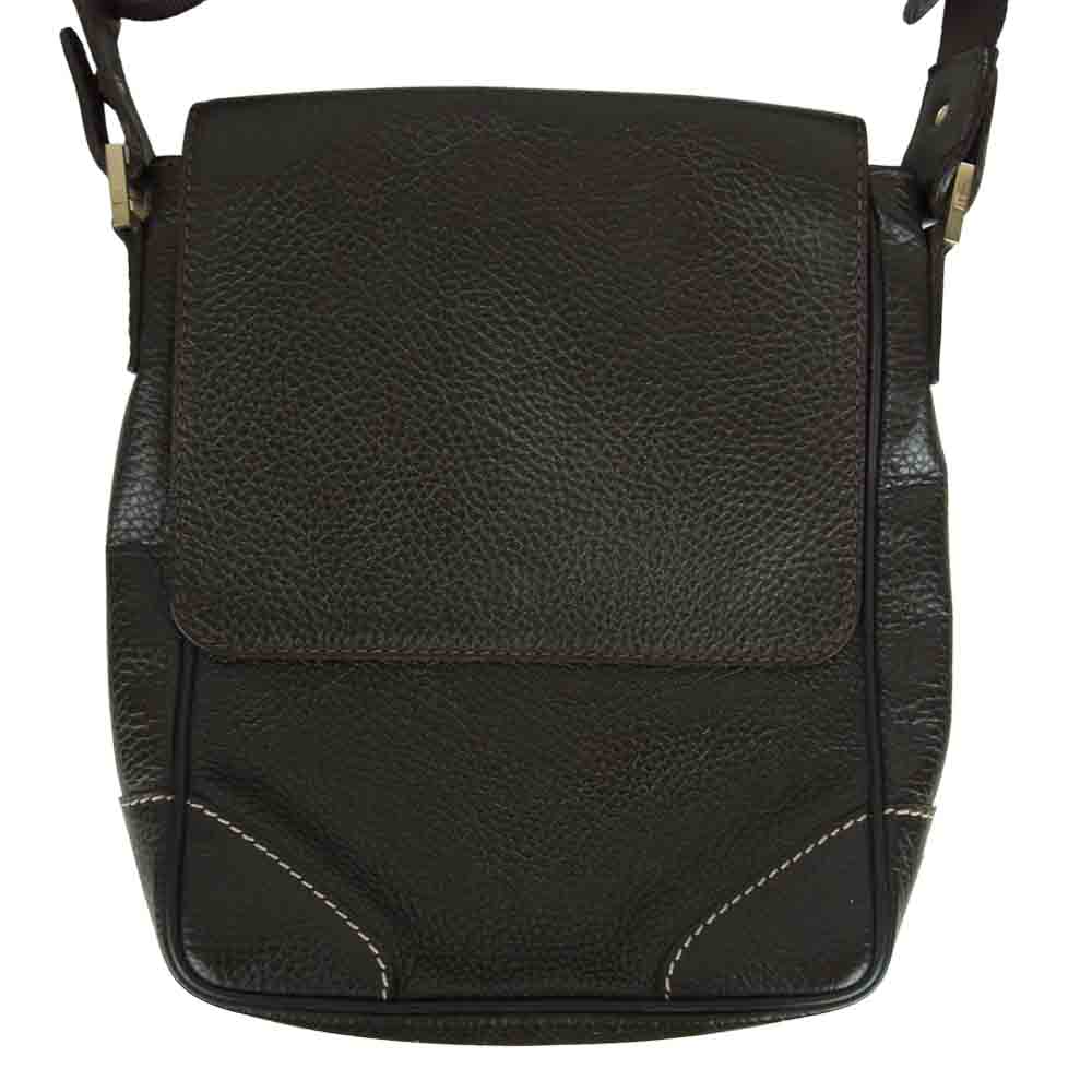 【あっちゃん 】dunhill レザー　ショルダーバッグ　ダークブラウン Dunhill ダンヒル レザー ショルダー バッグ ブラウン系【中古
