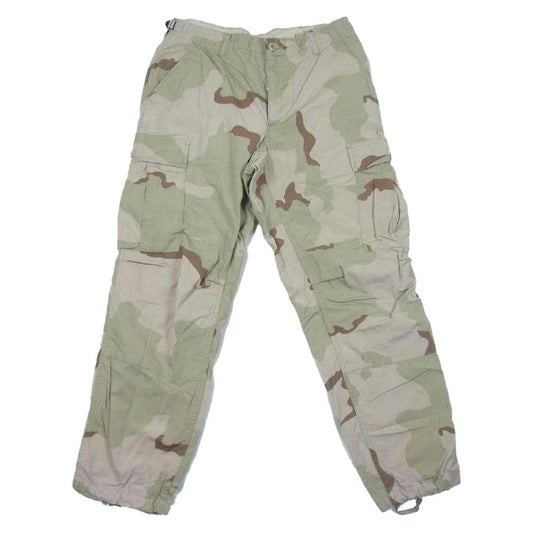 US ミリタリー DLA100-90-C-0315 デザート カモ BDUパンツ リップ ストップ カーゴ パンツ ベージュ系 S【中古】