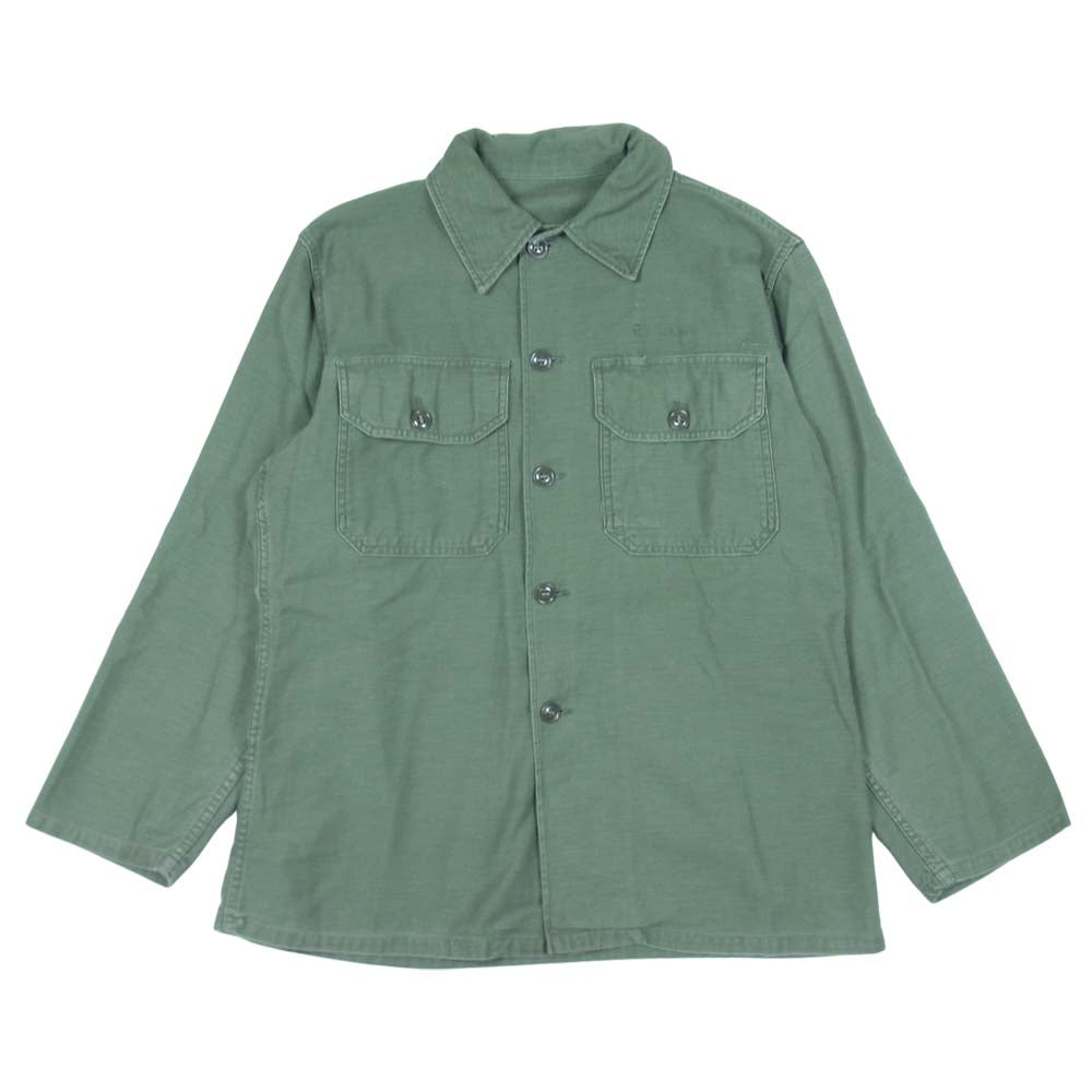 米軍 60’s ミリタリーシャツ 長袖 シャツ ミリタリー コットン カーキ系 表記無し【中古】