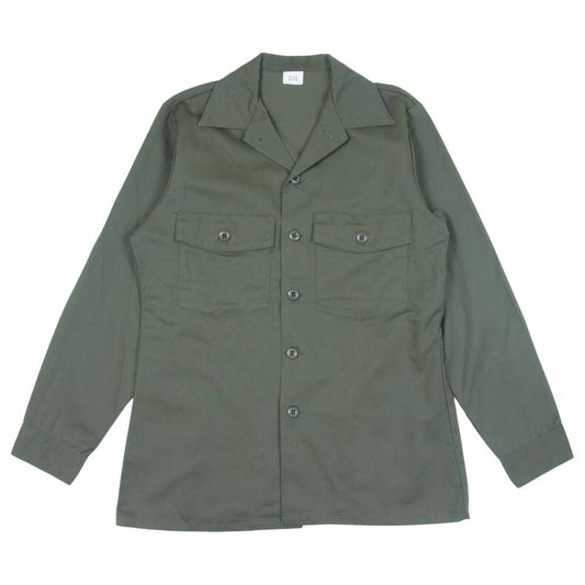 米軍 90’s ミリタリーシャツ 長袖 シャツ カーキ系 15 1/2×33【中古】