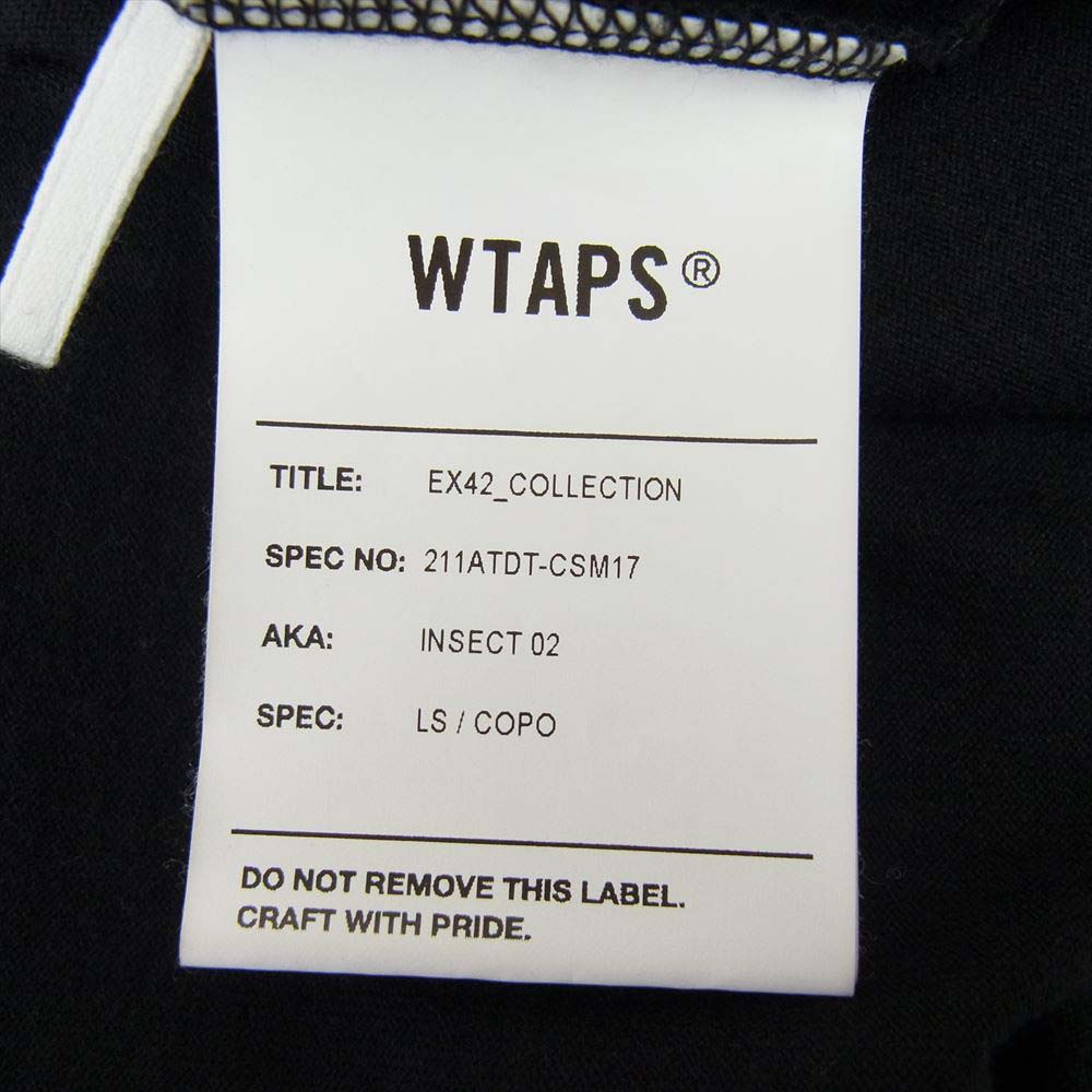 WTAPS ダブルタップス 211ATDT-CSM17 INSECT02 / LS / COPO プリント ポケット 長袖 Tシャツ ブラック系 L【中古】