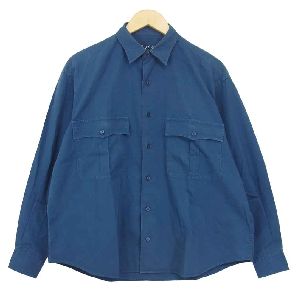 PORTER CLASSIC ポータークラシック ROLL UP SHIRT ロールアップ コットン シャツ ブルー系 S【中古】