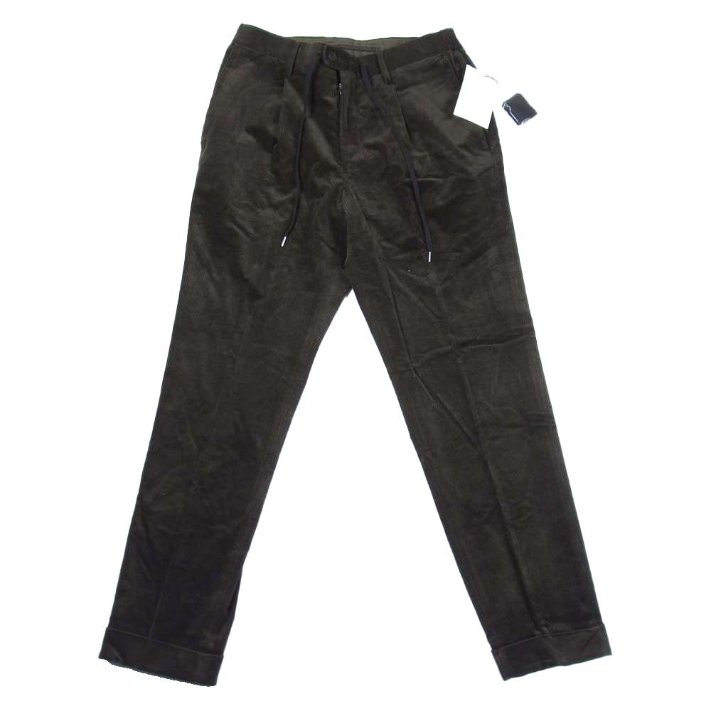 クロスクローゼット 1プリーツ コーデュロイ トラウザーズ パンツ カーキブラウン系 2【美品】【中古】
