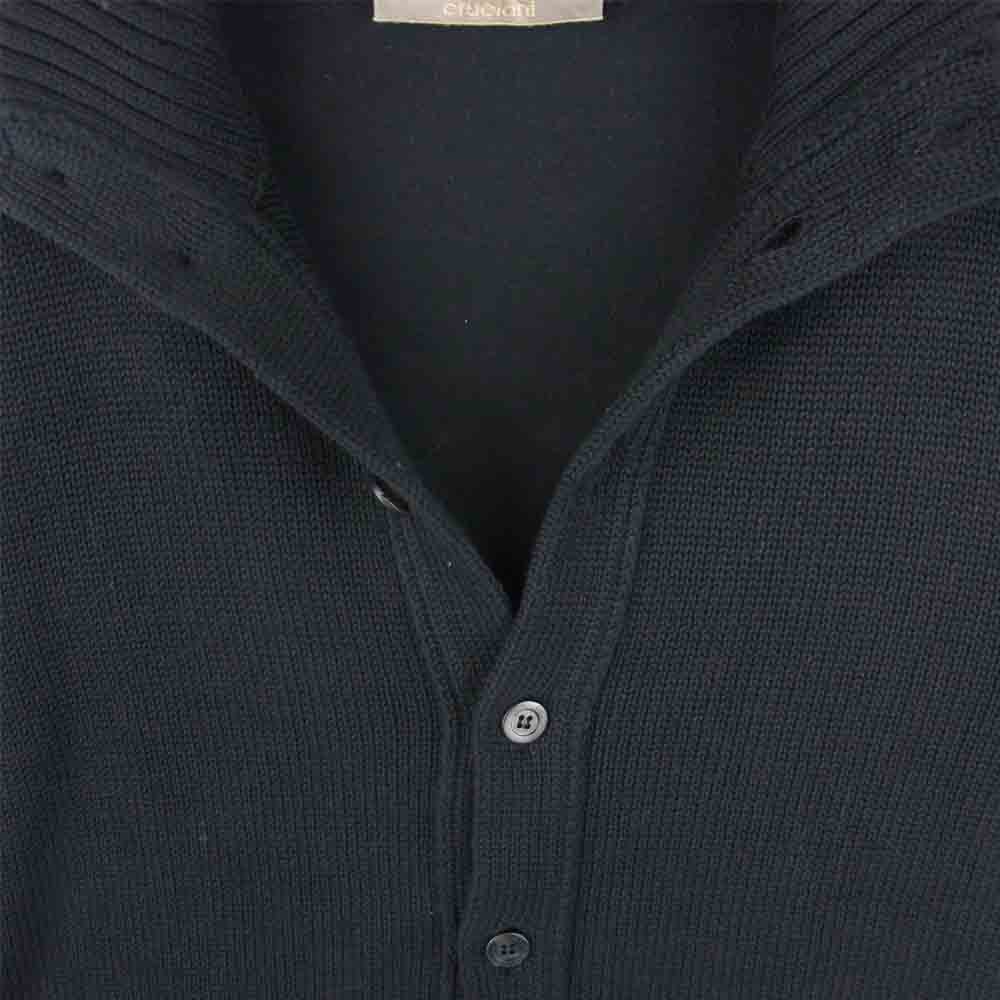 CRUCIANI クルチアーニ 国内正規品 コットン 切替 ハイネック カーディガン イタリア製 ブラック系 46【中古】
