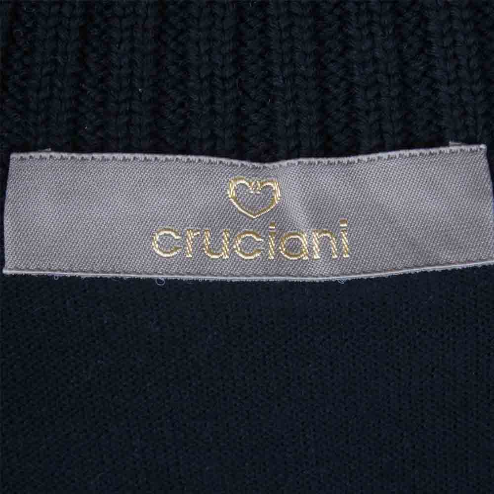 CRUCIANI クルチアーニ 国内正規品 コットン 切替 ハイネック カーディガン イタリア製 ブラック系 46【中古】