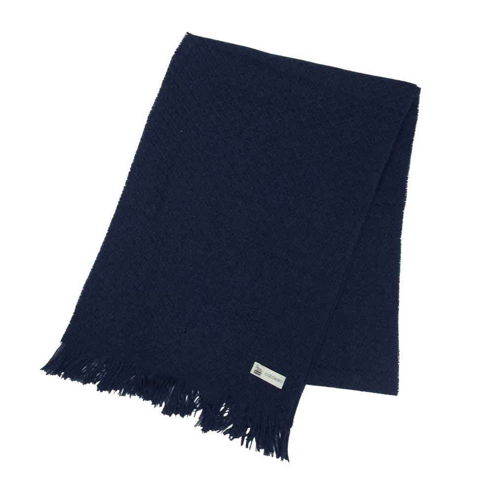 コロンボ カシミヤ シルク マフラー ストール ネイビー系【中古】