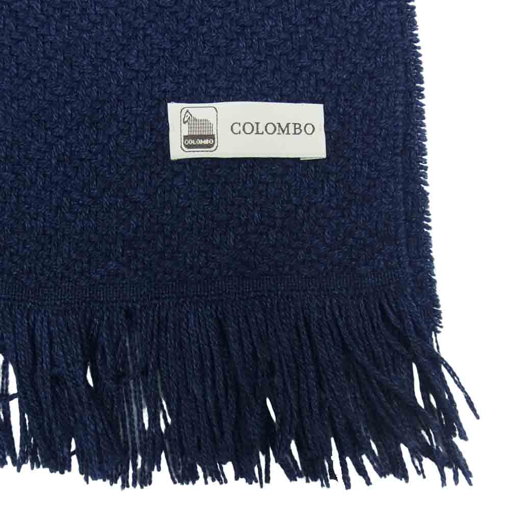 コロンボ カシミヤ シルク マフラー ストール ネイビー系【中古】