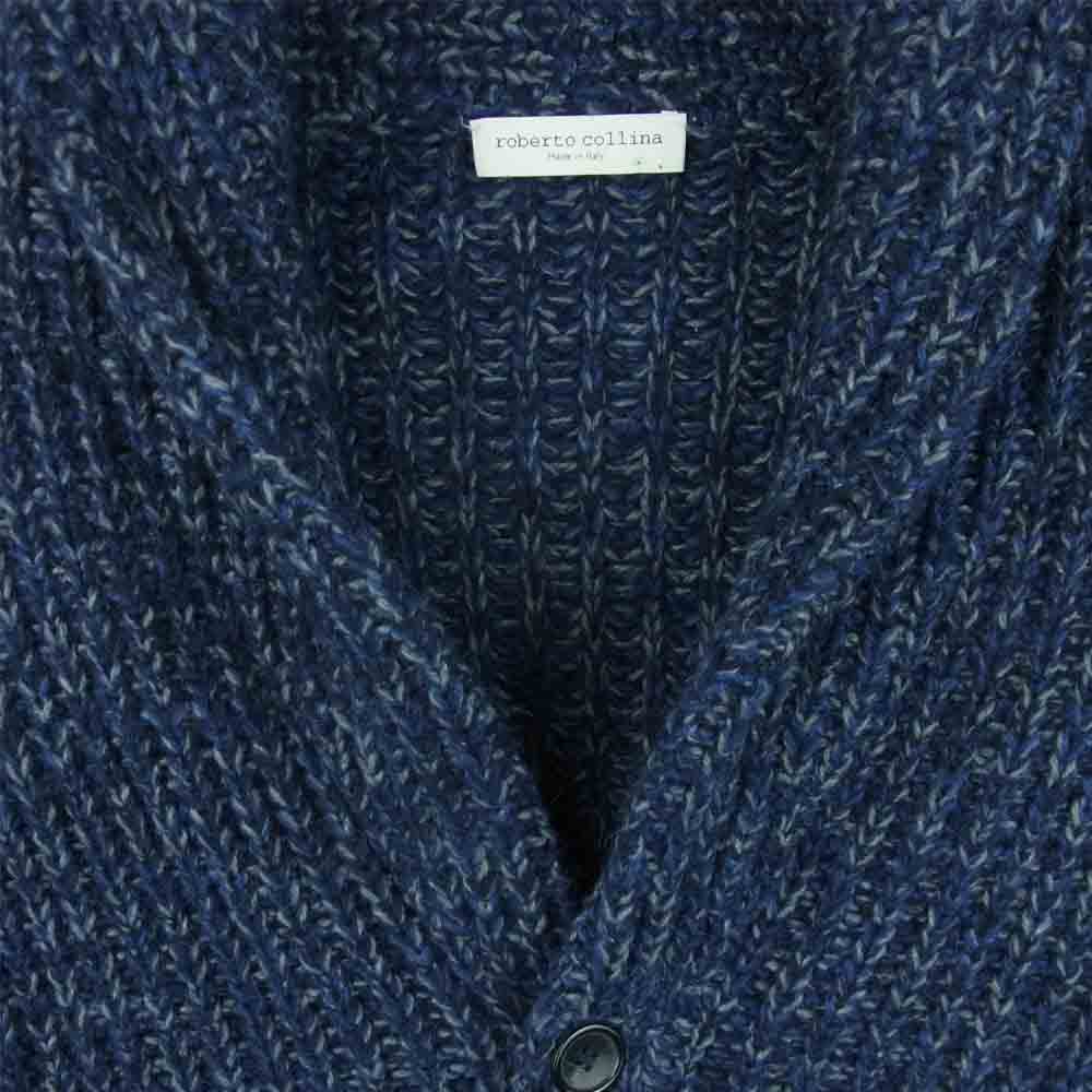 ROBERTO COLLINA ロベルトコリーナ 国内正規品 アルパカ混 ショールカラー ニット カーディガン イタリア製 ネイビー系 48【中古】