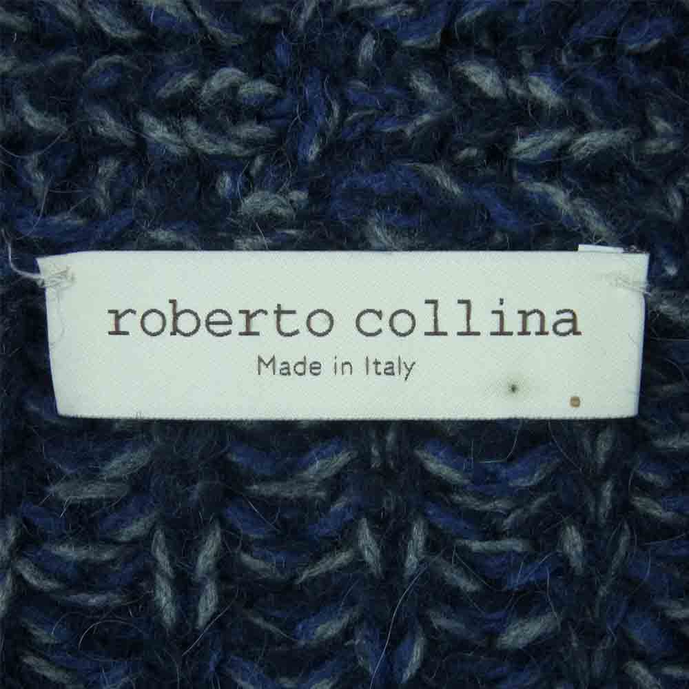 ROBERTO COLLINA ロベルトコリーナ 国内正規品 アルパカ混 ショールカラー ニット カーディガン イタリア製 ネイビー系 48【中古】