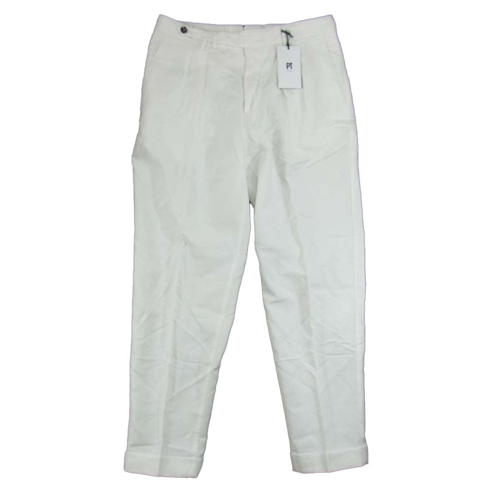 ピーティー トリノ リネン混 トラウザーズ パンツ ホワイト系 46【美品】【中古】