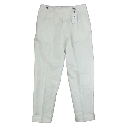 ピーティー トリノ リネン混 トラウザーズ パンツ ホワイト系 46【美品】【中古】