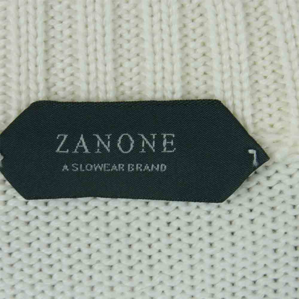 ZANONE ザノーネ ヴァージン ウール ハイネック カーディガン イタリア製 ホワイト系 48【新古品】【未使用】【中古】