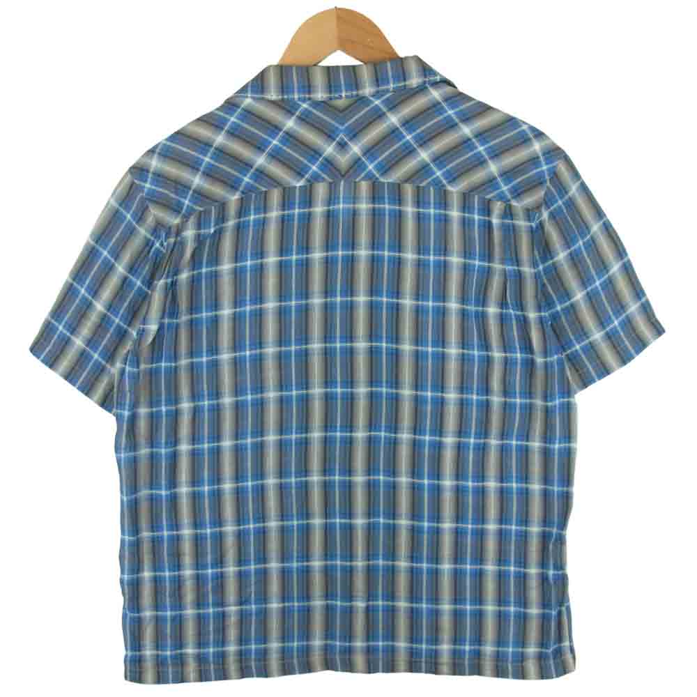 NUMBER(N)INE ナンバーナイン チェック オープンカラー 半袖 シャツ ブルー系 グレー系 3【中古】