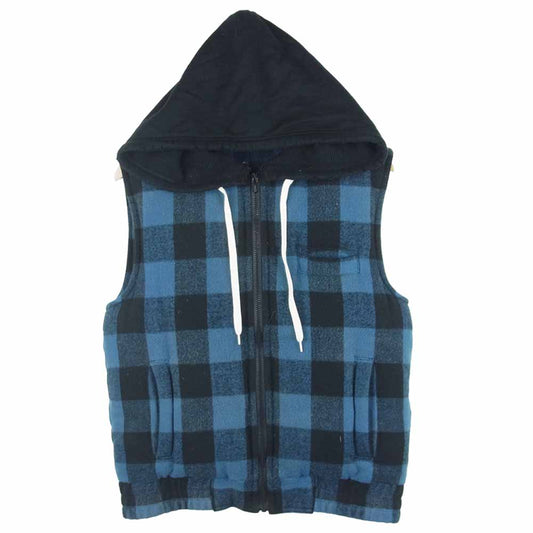 NUMBER(N)INE ナンバーナイン 05AW THE HIGH STREET期 チェック フード付き ベスト ブルー系 ブラック系【中古】