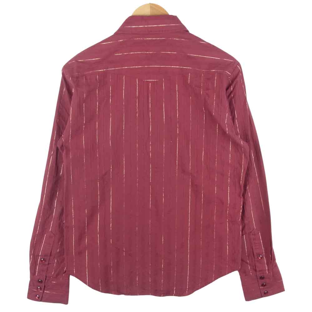 NUMBER(N)INE ナンバーナイン 05AW THE HIGH STREET期 ストライプ ポケット 長袖 シャツ ワインレッド系 3【中古】