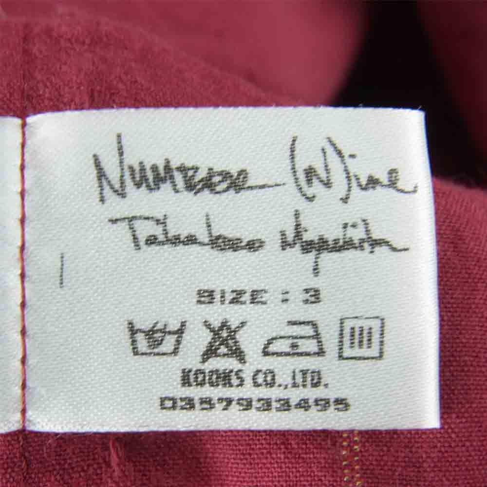 NUMBER(N)INE ナンバーナイン 05AW THE HIGH STREET期 ストライプ ポケット 長袖 シャツ ワインレッド系 3【中古】