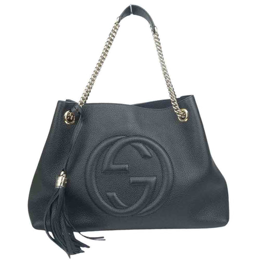GUCCI グッチ 308982 ソーホー インターロッキング G チェーンショルダー レザー ブラック系【中古】