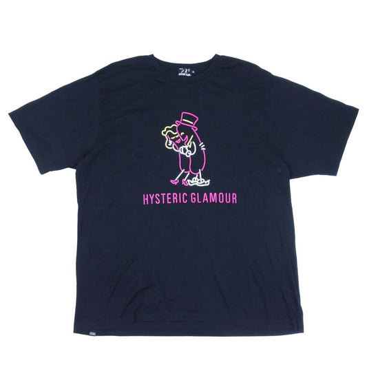 HYSTERIC GLAMOUR ヒステリックグラマー 19AW 02193CT01 NIGHT GROOVE ナイトグローブ プリント 半袖Tシャツ ブラック系 XL【中古】