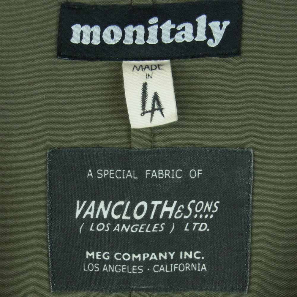 モニタリー VANCLOTH USA製 COLD WATER ノーカラー ミリタリー コート ジャケット カーキ系 34【中古】