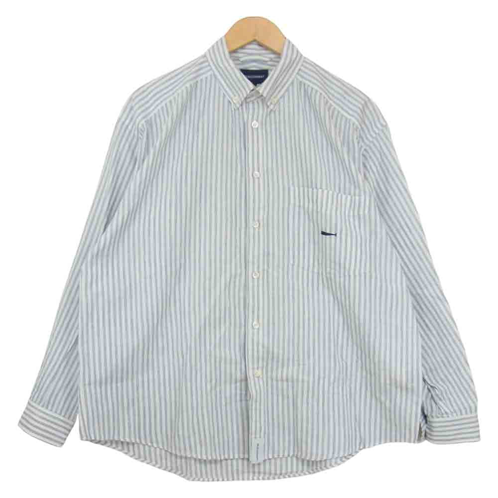 DESCENDANT ディセンダント HYANNIS B.D LS SHIRT ストライプ ボタンダウン シャツ ホワイト×ブルーストライプ 1【中古】