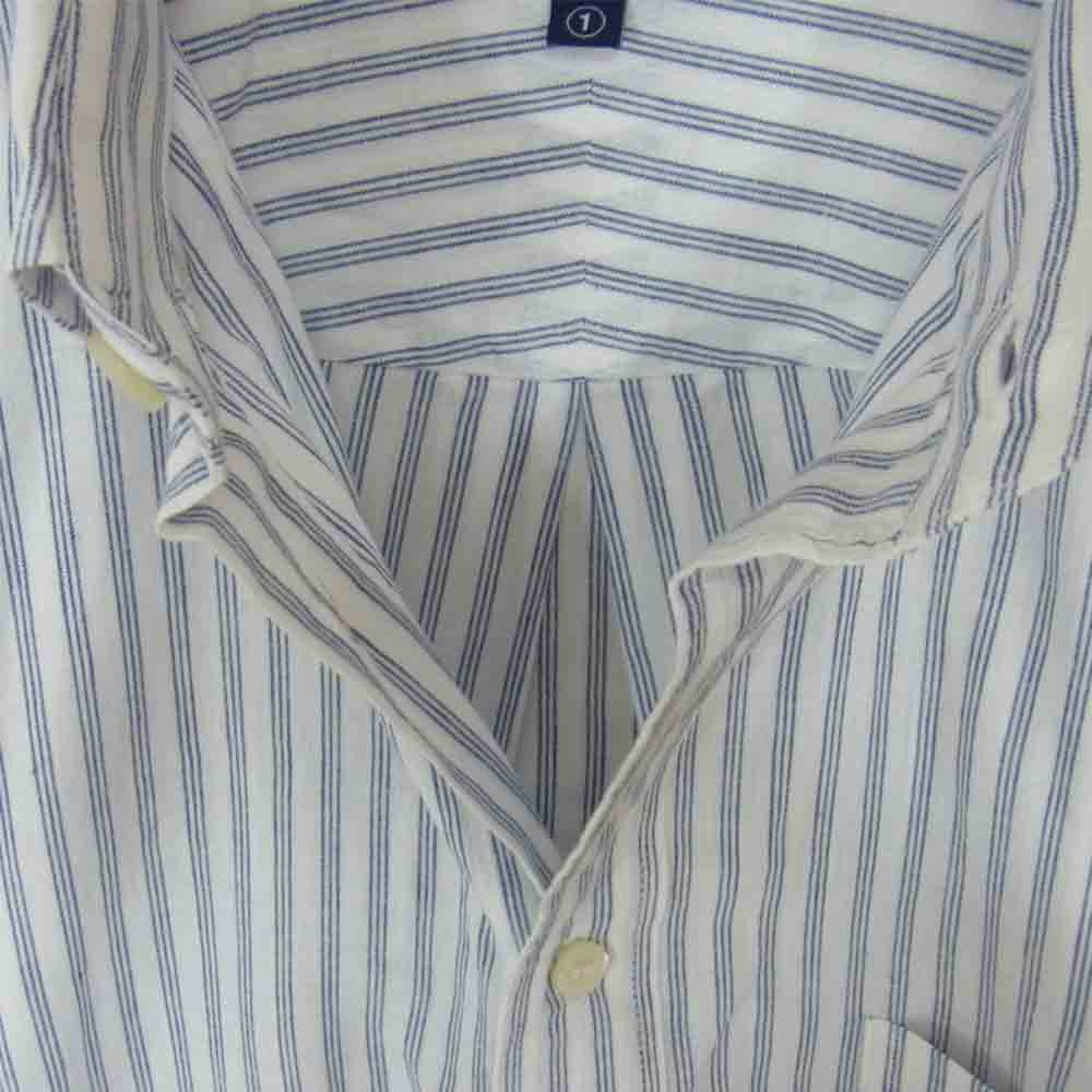 DESCENDANT ディセンダント HYANNIS B.D LS SHIRT ストライプ ボタンダウン シャツ ホワイト×ブルーストライプ 1【中古】