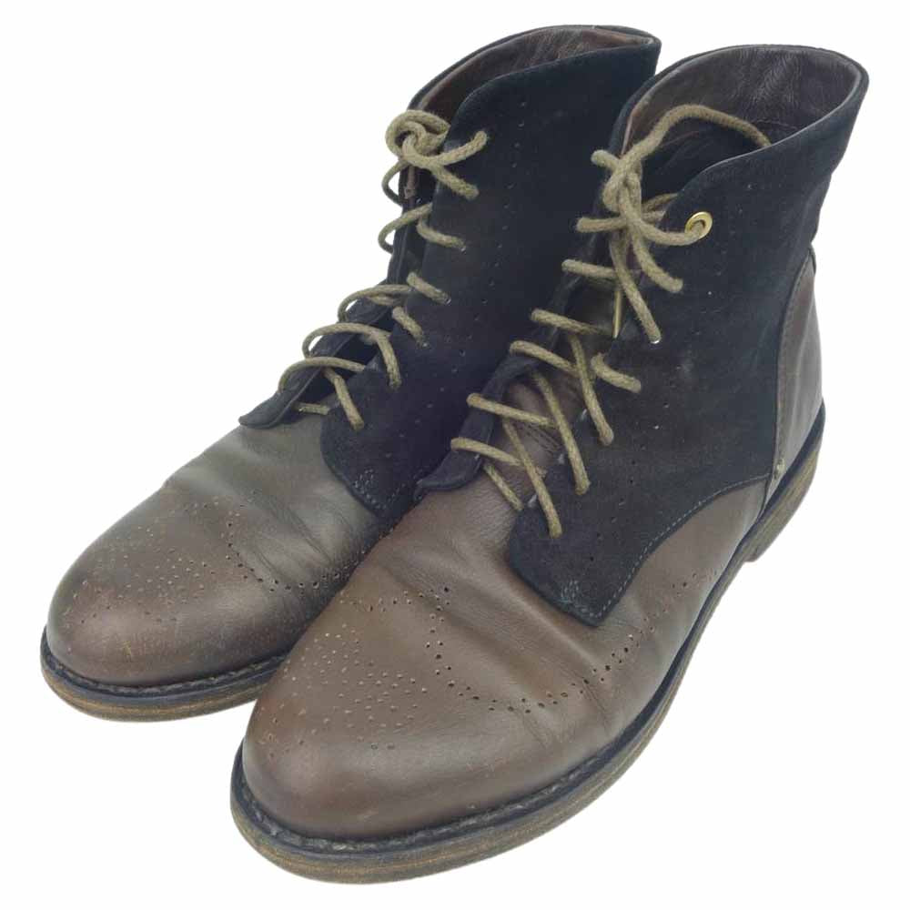 rag & bone ラグアンドボーン レザー 切替 ウィングチップ ショート ブーツ ブラウン系 ブラック系 8【中古】