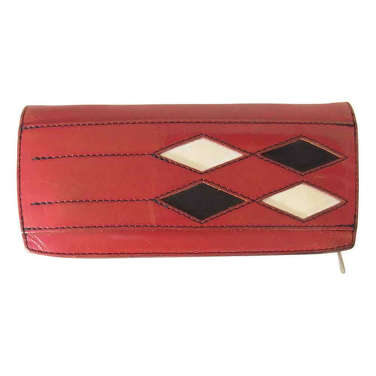 REDMOON レッドムーン Loser's Boogie ルーザーズブギー レザー ロングウォレット アーガイル柄 レッド系【中古】