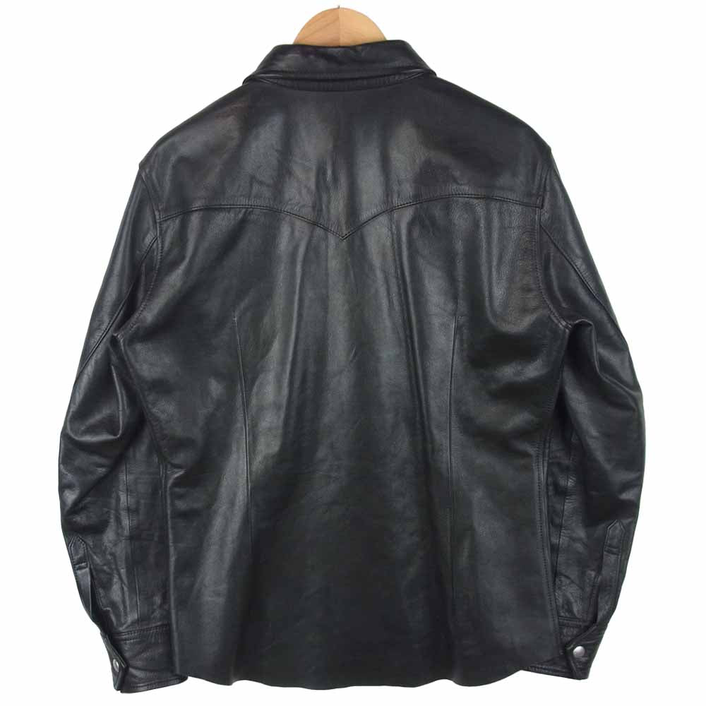 REDMOON レッドムーン レザー 牛革 キュプラ ウエスタン 長袖 シャツ 日本製 ブラック系 42【中古】